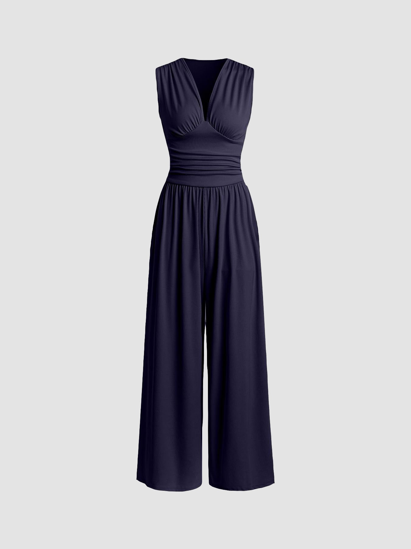 CHARITY | Textured Chic Sleeveless Wide-Leg Jumpsuit